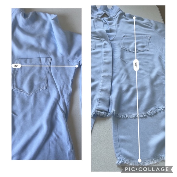 Cloth & Stone blue  Button Down Frayed Hem Shirt Sz S - Picture 5 of 8